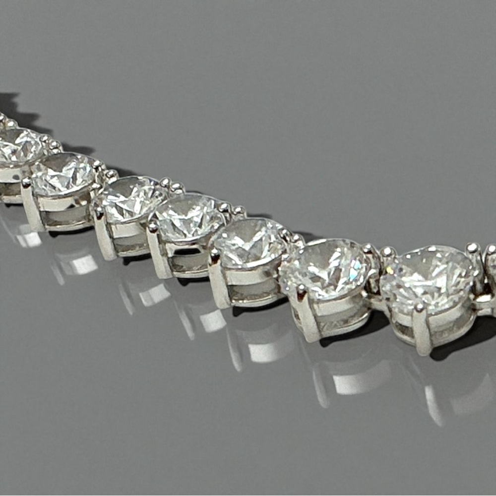 925 Tennis Necklace REAL Sterling Silver 18” Graduated Cubic Zirconia - Picture 8 of 11